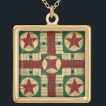 Antique Parcheesi Game Board by Ethan Harper Gold Plated Necklace<br><div class="desc">An antique looking painting based on a Parcheesi game board. This painting by Ethan Harper is amazingly lifelike. You can almost imagine using it to play a real game of Parcheesi with your friends. Buy your copy today!</div>