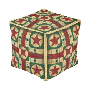 Antique Parcheesi Game Board by Ethan Harper Pouf