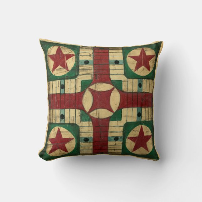 Antique Parcheesi Game Board by Ethan Harper Throw Pillow (Front)