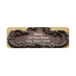 Antique Parchment and Brass Plaque Return Address Label