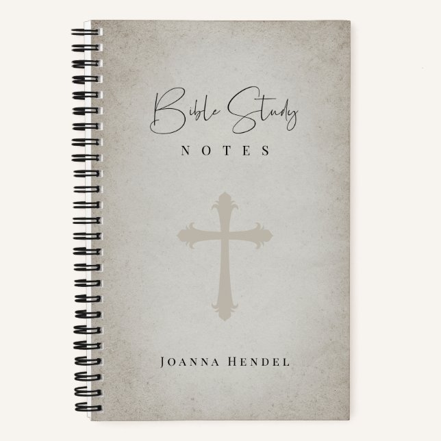 Antique Parchment Look Personalized Bible Study Notebook (Front)