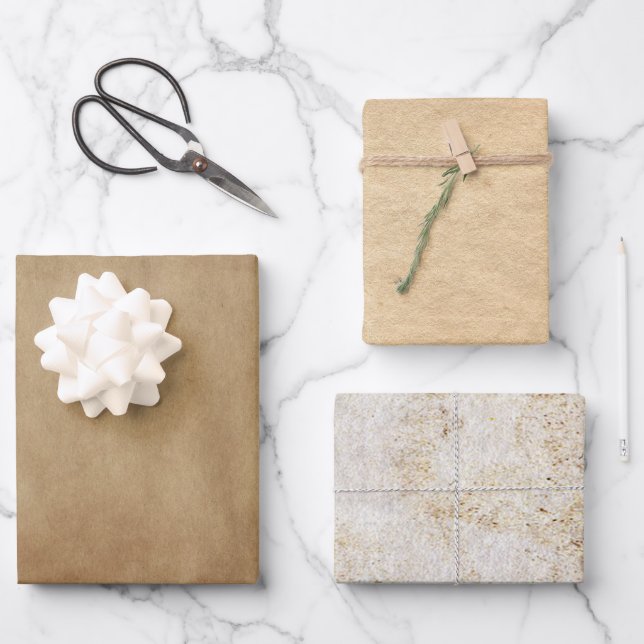 Antique Parchment Papers Natural Artistic Beige Wrapping Paper Sheets (Front)