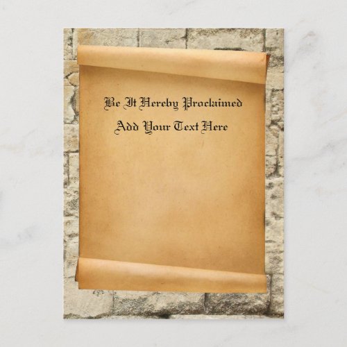 Antique parchment scroll with your text postcard
