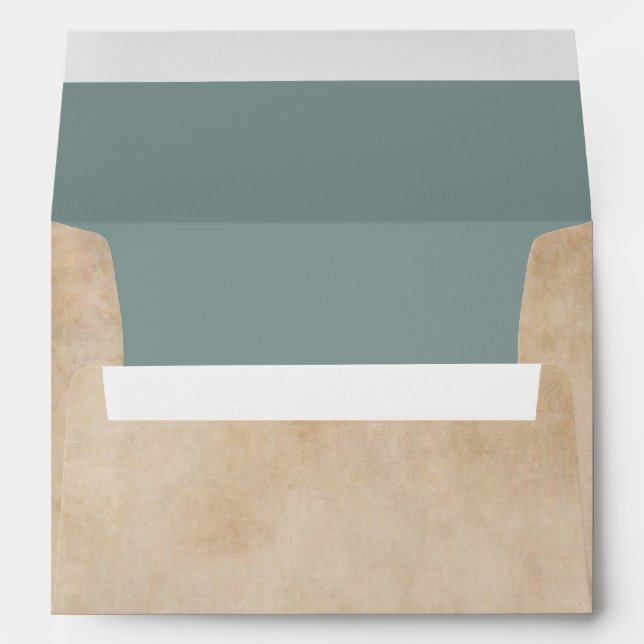 Antique Parchment | Slate Blue-Green Liner Custom Envelope (Back (Bottom))