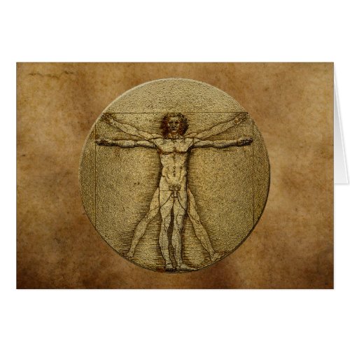 Antique Parchment  Vitruvian Man by Da Vinci Card