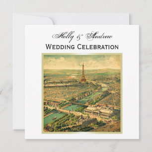 Antique Paris DIY Background Color SQ Wedding Invitation