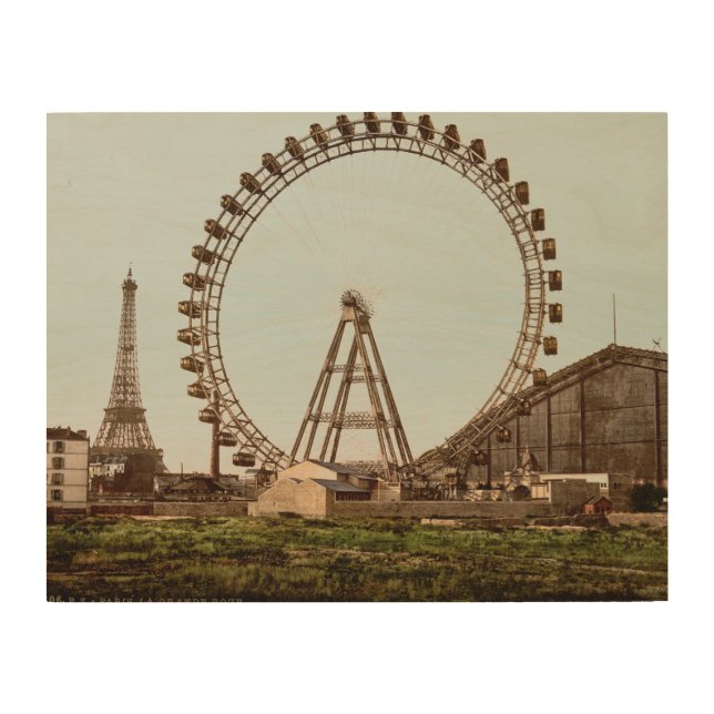 Antique Paris Ferris Wheel Wood Wall Art (Front)