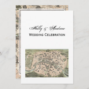 Antique Paris Map, DIY BG V Wedding Invitation
