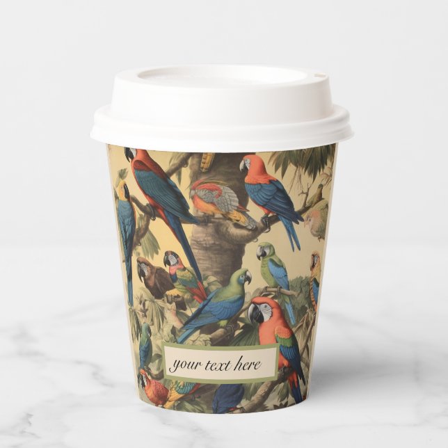Antique Parrot Jungle Botanical Custom Party Cup (Front)