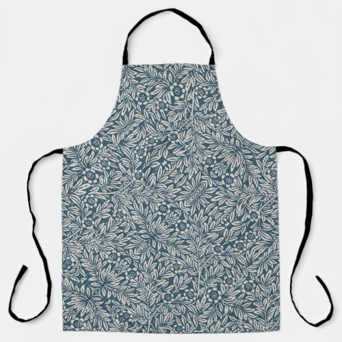 Antique Pattern of Worn out Leaves Blue Background Apron