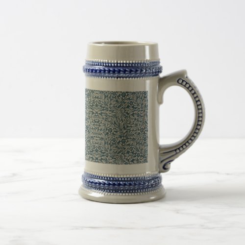 Antique Pattern of Worn out Leaves Blue Background Beer Stein