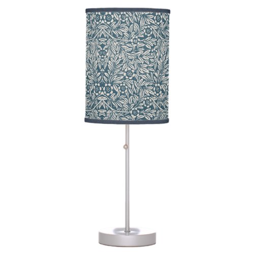Antique Pattern of Worn out Leaves Blue Background Table Lamp