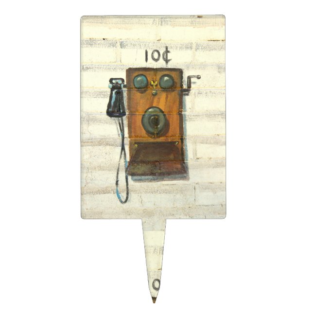 antique pay phone cake pick (Front)
