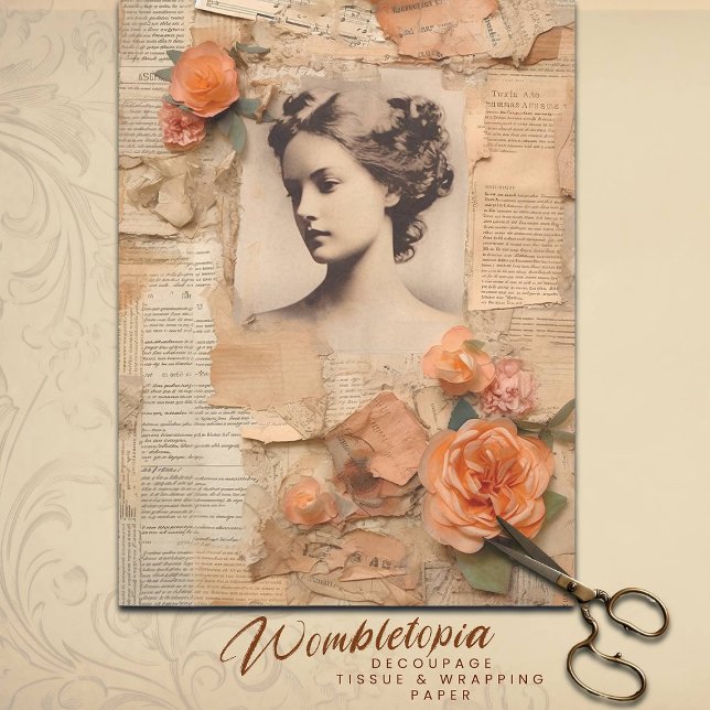 Antique Peach Ephemera Victorian Blossom Decoupage Tissue Paper (Creator Uploaded)