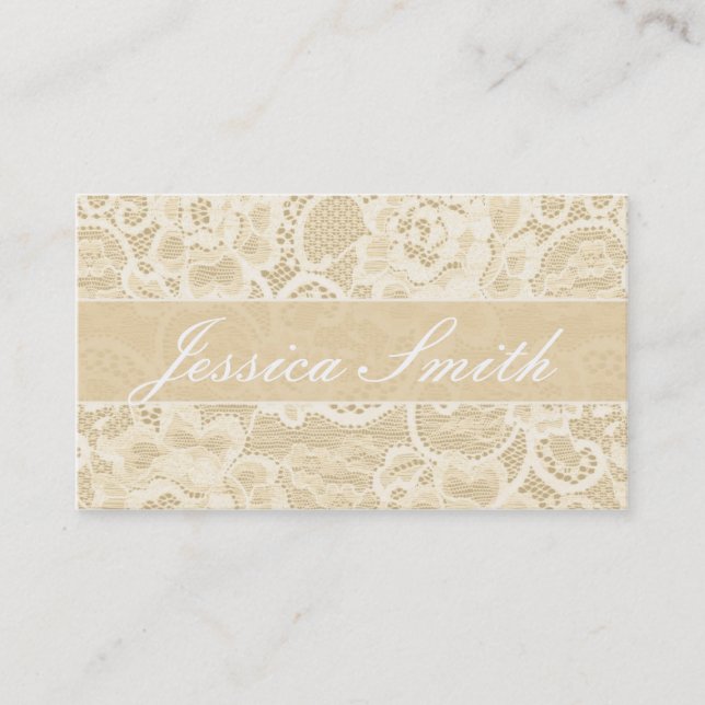 Antique Peach Lace Fancy Elegant Business Card (Front)