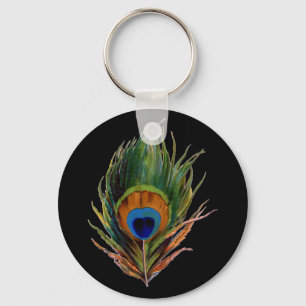 Antique Peacock Feather Keychain