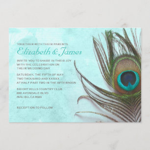 Antique Peacock Feather Wedding Invitations