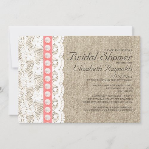 Antique Pearls Bridal Shower Invitations