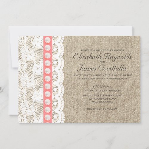 Antique Pearls Wedding Invitations