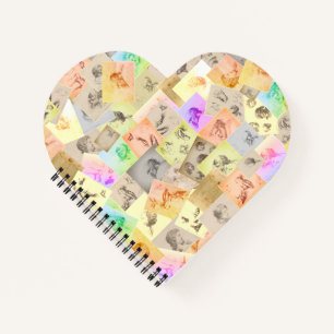 Antique Pencil Studies Heart Shaped Sketch Notebook