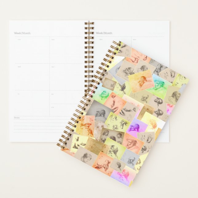 Antique Pencil Studies of Heads, Hands, Ears & Eye Planner (Display)