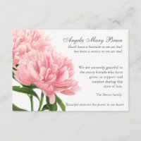Antique Peonies Funeral Sympathy Thank You Card