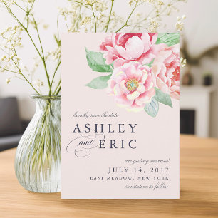 Antique Peony Blush Floral Wedding Save The Date