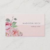 Antique Peony | Blush Pink Colorblock Business Card (Front)