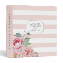 Antique Peony | Blush Pink Stripe Personalized Binder Antique Peony | Blush Pink Stripe Personalized Binder