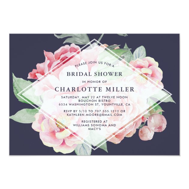 Antique Peony Bridal Shower Invitation