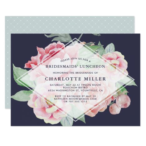 Antique Peony Bridesmaids Luncheon Invitation