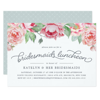 Antique Peony Bridesmaids Luncheon Invitation