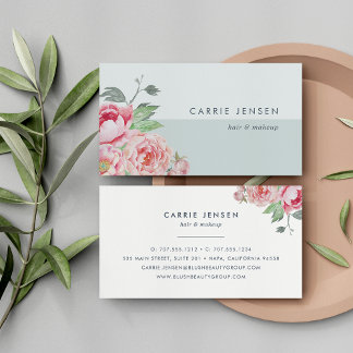 Antique Peony Colorblock Business Card