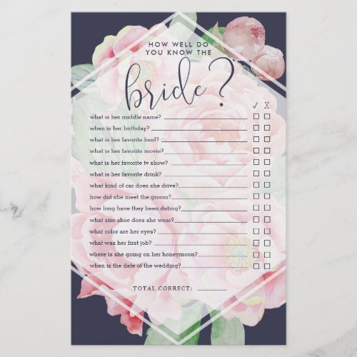 Antique Peony How Well Do You Know the Bride Game