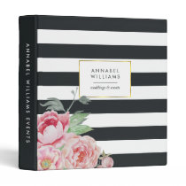 Antique Peony | Midnight Stripe Personalized Binder Antique Peony | Midnight Stripe Personalized Binder