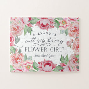 Antique Peony   Personalized Be My Flower Girl Jigsaw Puzzle