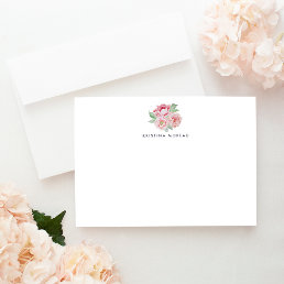 Antique Peony Personalized Stationery Card