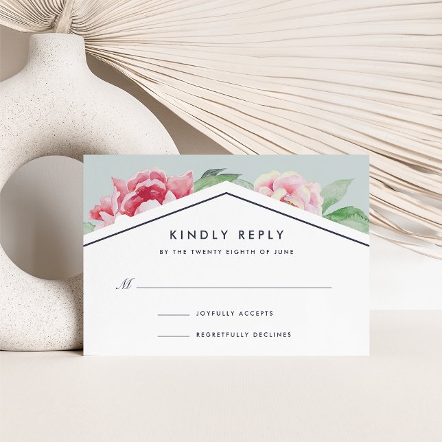 Antique Peony RSVP Card | Blush and Sage (Creator Uploaded)