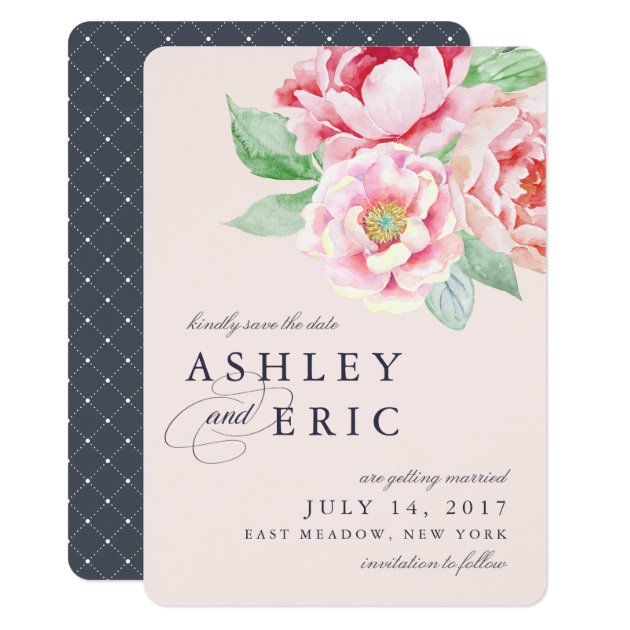 Antique Peony Save The Date Card