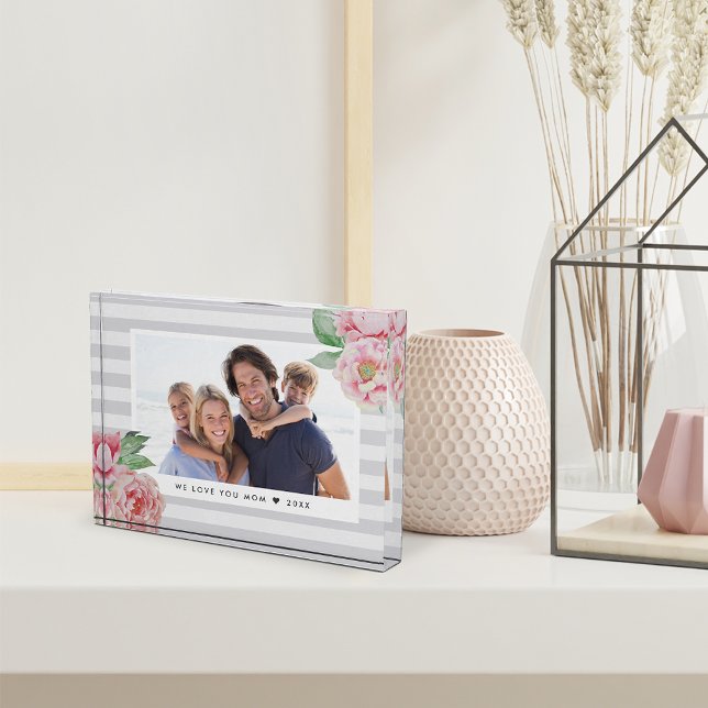 Antique Peony Stripe Photo Block (Creator Uploaded)