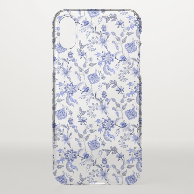 Antique Periwinkle Blue Floral Pattern Uncommon iPhone Case (Back)
