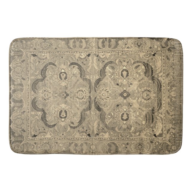 Antique Persian Carpet Brown Beige Bath Mat (Front)