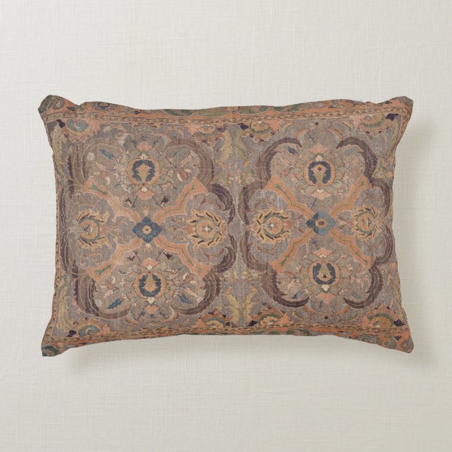 Antique Persian Carpet Brown Orange  Accent Pillow (Front)