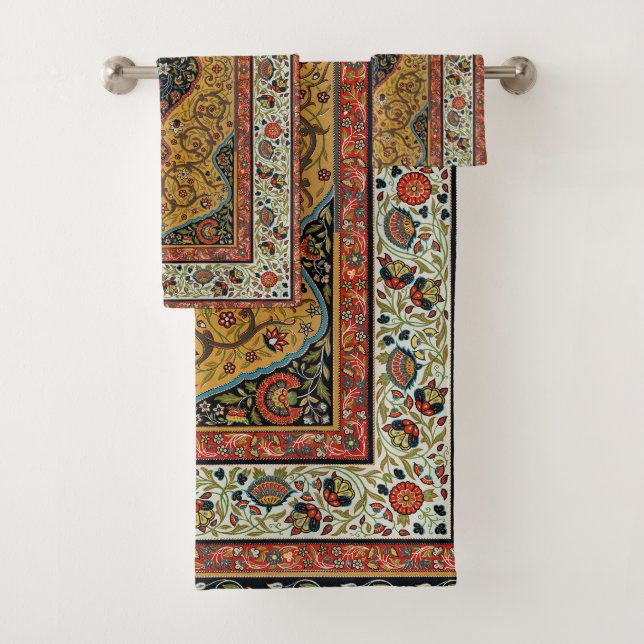Antique Persian Carpet Elegant Design Bath Towel Set (Insitu)