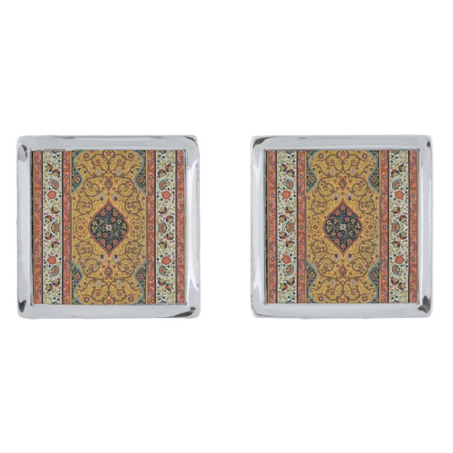 Antique Persian Carpet Elegant Design Cufflinks (Front)