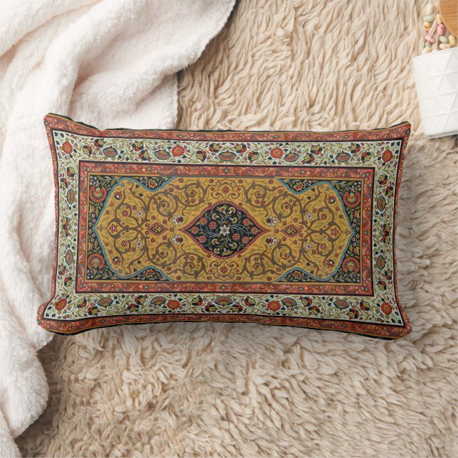 Antique Persian Carpet Elegant Design Lumbar Pillow (Blanket)