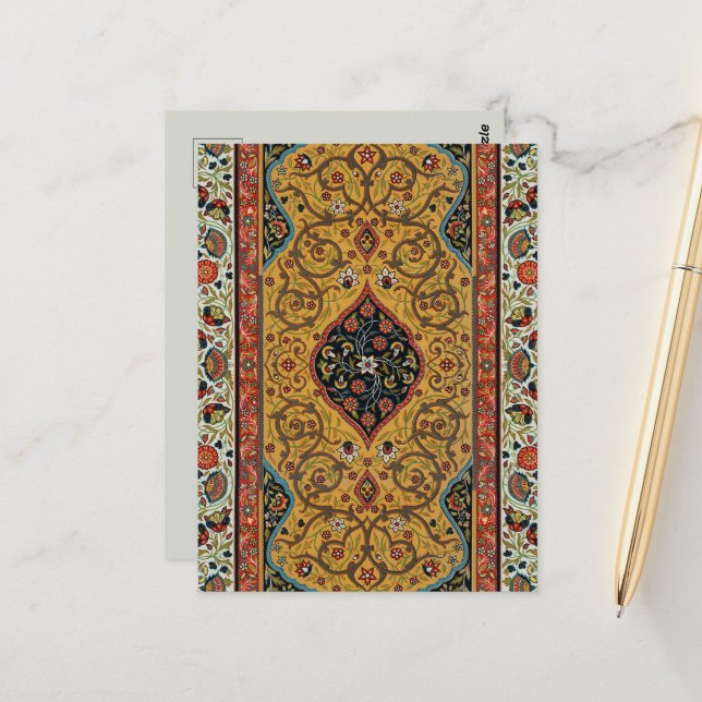 Antique Persian Carpet Elegant Design Postcard (Front/Back In Situ)
