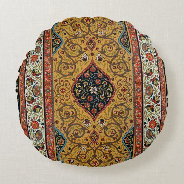Antique Persian Carpet Elegant Design Round Pillow (Front)