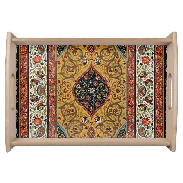 Antique Persian Carpet Elegant Design Serving Tray (Front)