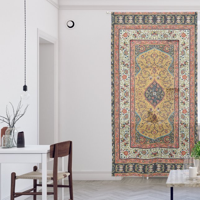 Antique Persian Carpet Elegant Design Sheer Curtains (Living Room)